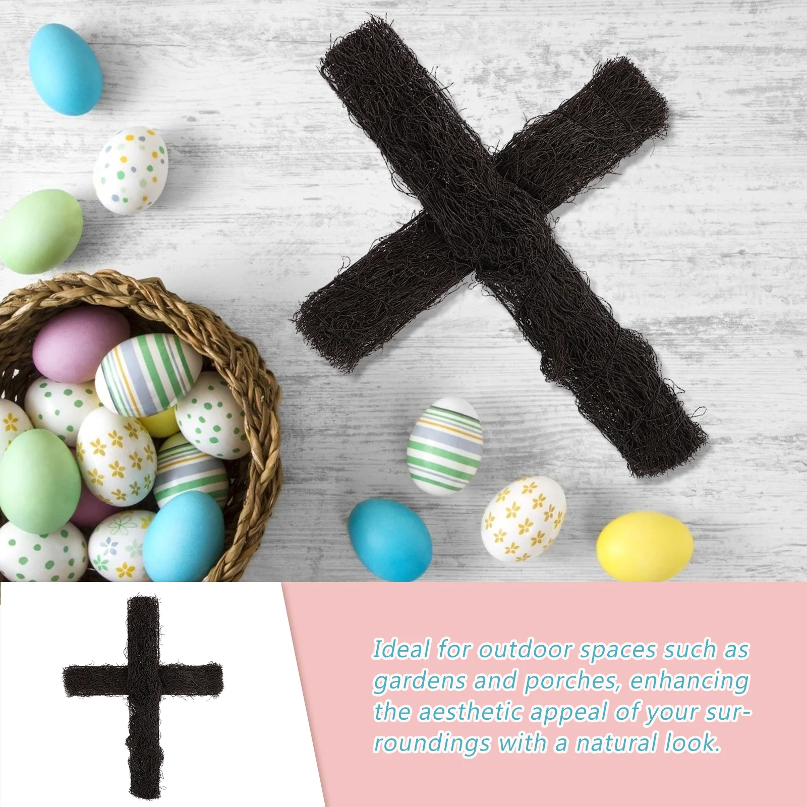 

3Pcs Easter Rattan Cross Outdoor Stakes Garden Decoration Natural Woven Rustic DIY Holiday Party Ornament Easter Cross Stake