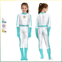 Cosplay Costume Girls Princess Spandex Zentai Bodysuits Children Full Cover Halloween Jumpsuit Holiday Party Outfit Kids Gifts