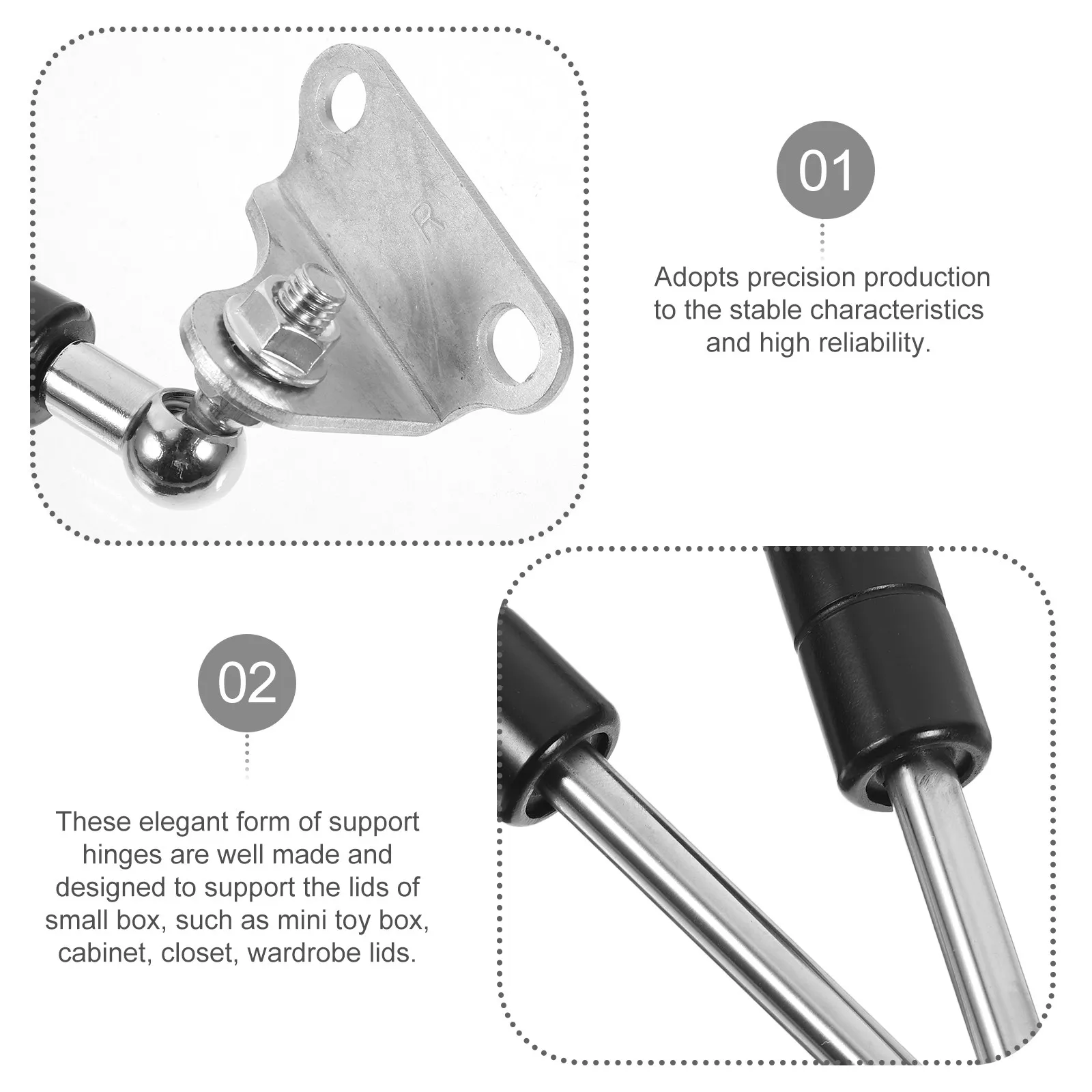 Heavy Duty Gas Spring Struts 2pcs, L-Shaped Mount Lift Support for RV Toolbox, Cabinet Lid, Trunk Door Safety Shock