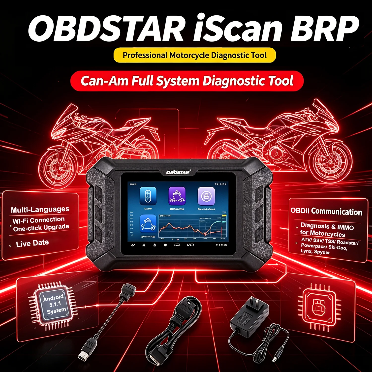 OBDSTAR iscan for BRP(Can-am) Intelligent Motorcycle Diagnostic Equipment for BRP OBD 2 Diagnostic Scanner