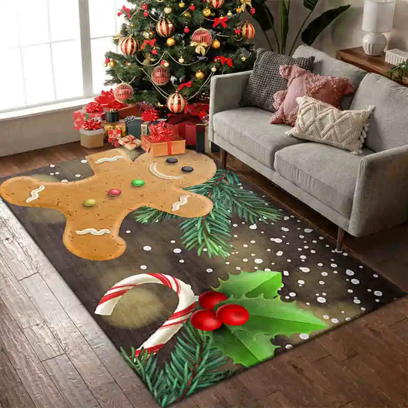 VIKAMA Christmas 3D Santa Claus Crystal Pile Home Decorative Carpet Living Room Bedroom Non-Slip Dirty Resistant Carpet