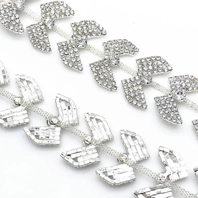 10Yards Glass Crystal Rhinestones Chain Trim Bridal Applique Clear Strass Crystals For Clothes