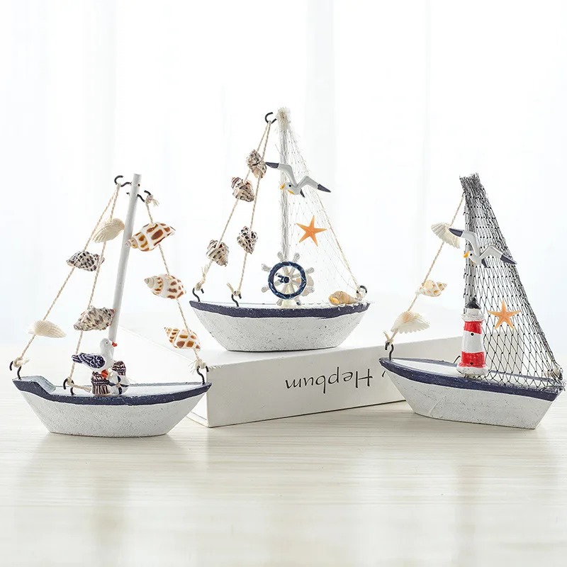 Mini Sailboat Model Nautical Home Decorations Handmade Boat Decorations Wooden Crafts