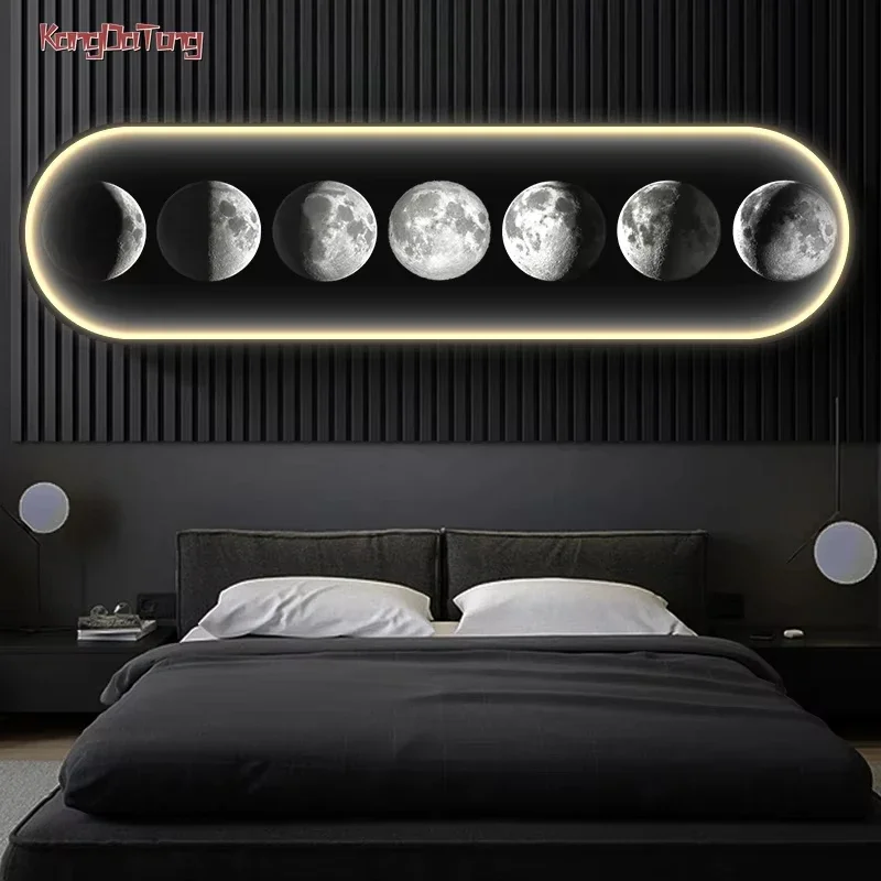 

For Modern Moon Interior Painting Led Wall Hanging Light For Bedroom Living Room Cafe Interior Home Decoration Hanging Fixed Lig