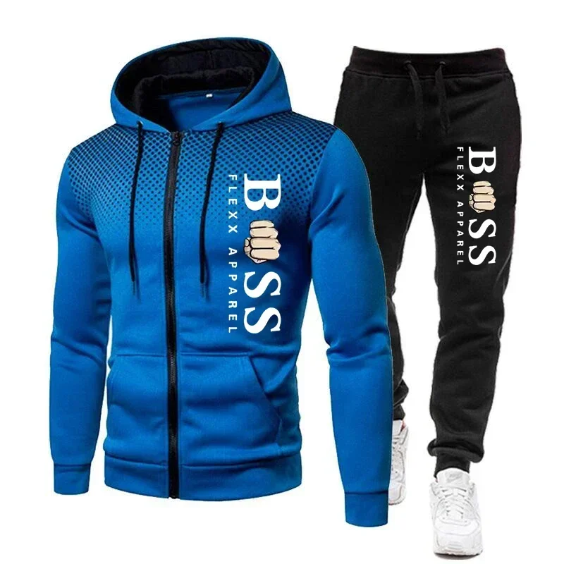 New Mens Tracksuits 2024 Men Sets Sweatshirt+sweatpants Tracksuit Zipper Stand Collar Sports Suit Jogging Fitness Men Clothing