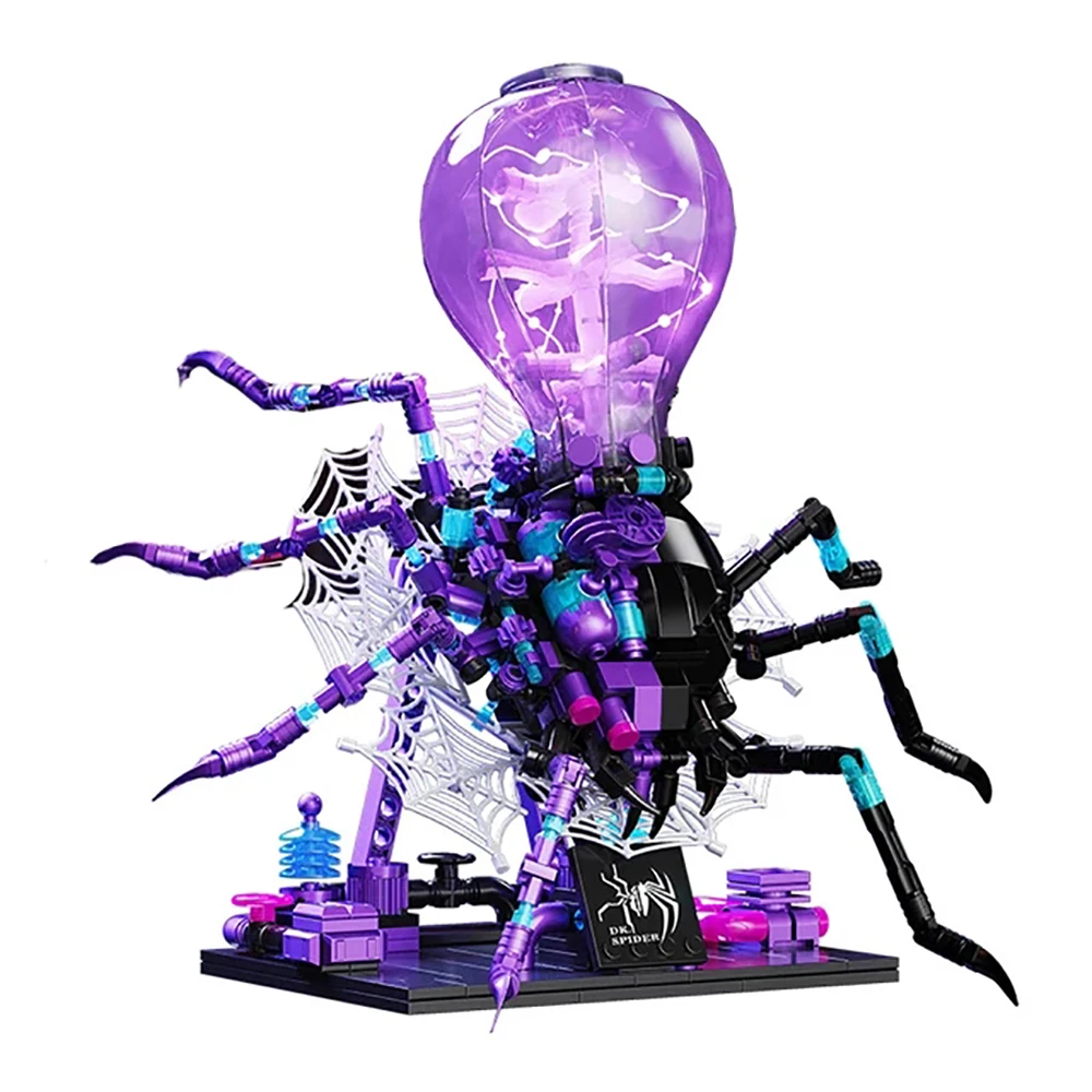 

New 2025 Semi-mechanical Spider Luminous Building Blocks Monsters Creative Bricks Kit Toys for Children Birthday Gifts Boys Gift