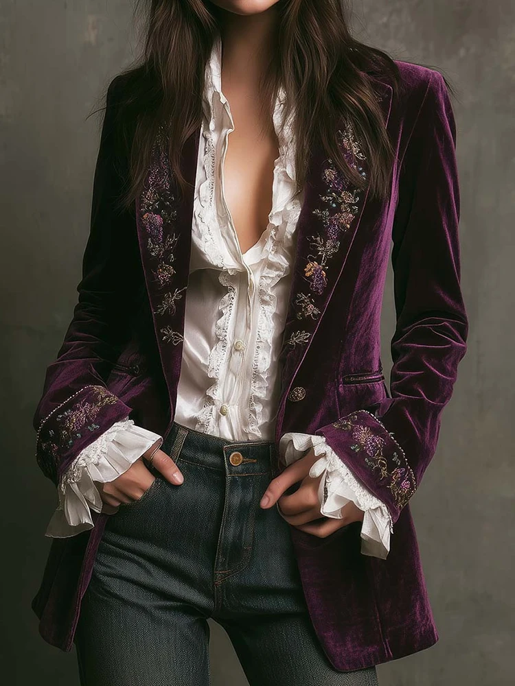 

Women Spring Autumn Holiday Jackets Female Streetwear Simple Casual Long Sleeve Coat Patchwork V Neck Vintage Cardigan Outwear