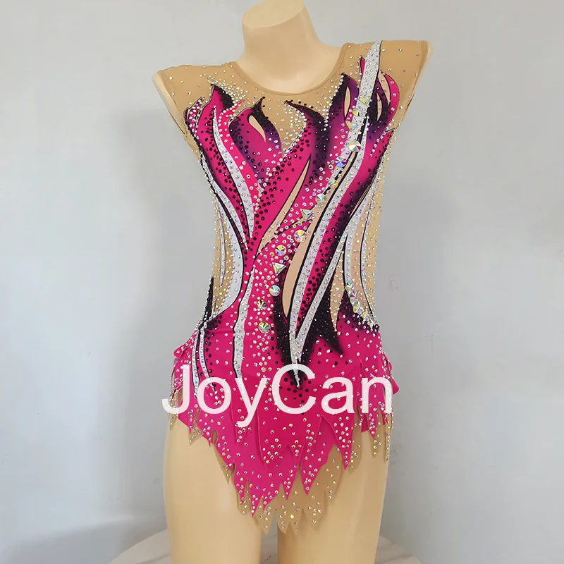 

JoyCan Rhthmic Gymnastics Leotards Girls Women Pink Spandex Elegant Dance Wear for Competitiion