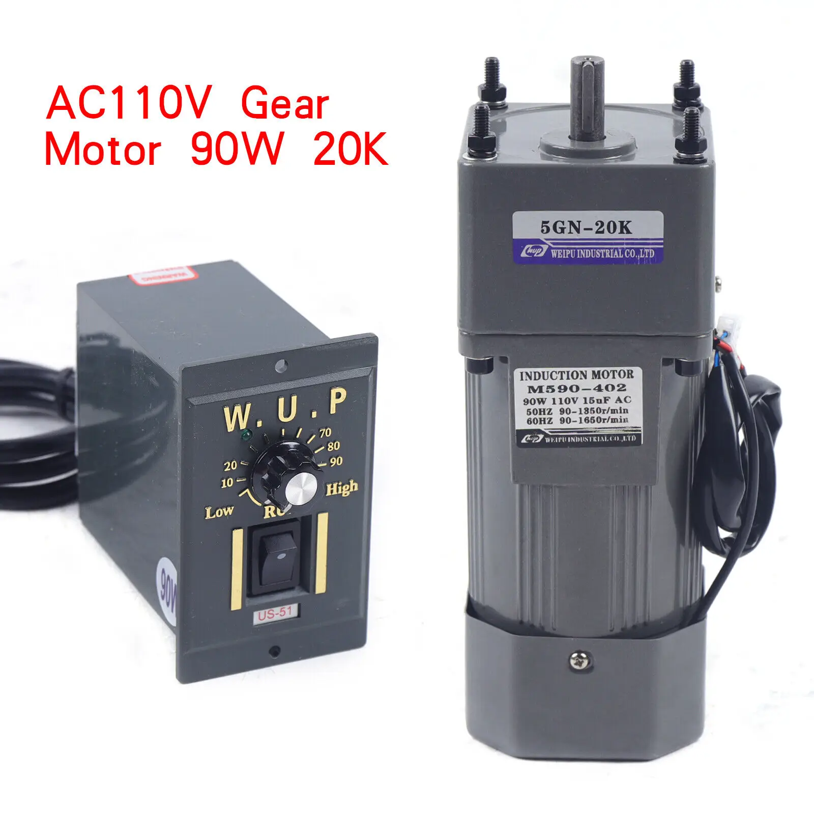 

110V AC Gear Motor Electric+Variable Speed Reduction Controller 90W 67RPM