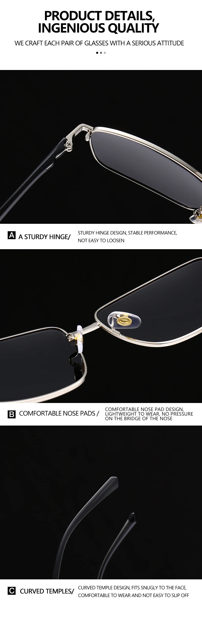 Business Metall Quadratischer Rahmen Polarisierte Sonnenbrille Luxus Übergroße UV-Schutz Sonnenschutzbrille 5027 – Detail 13