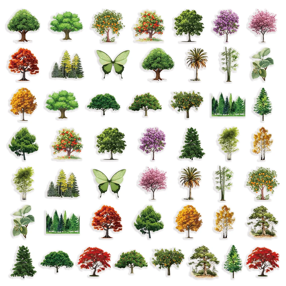 50pcs Forest Secret PET Stickers Natural Forest Plant Landscape Stickers Decor DIY For Scrapbook, Journaling, Laptop, Bumper