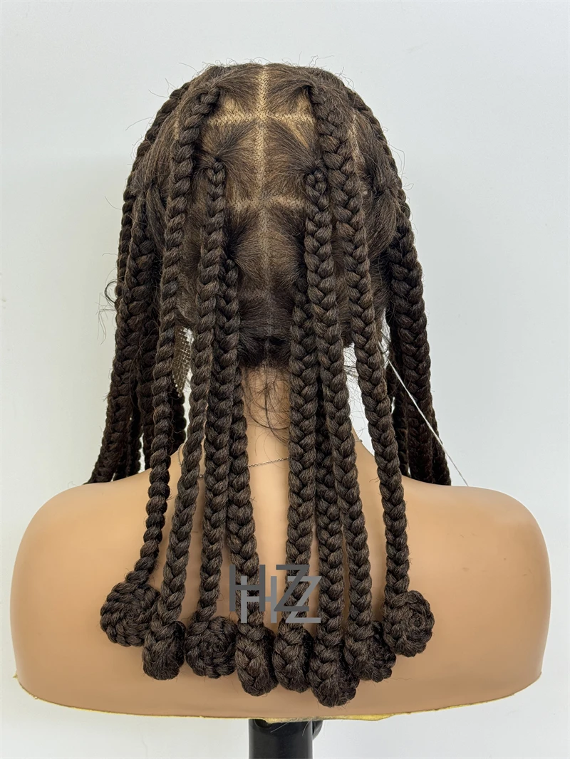 1/30 #   Synthetische knotenlose Vollspitze-Zöpfe-Perücken, geflochtene Cornrow-Perücke mit Babyhaar, natürliche Flechthaar-Perücken für schwarze Frauen