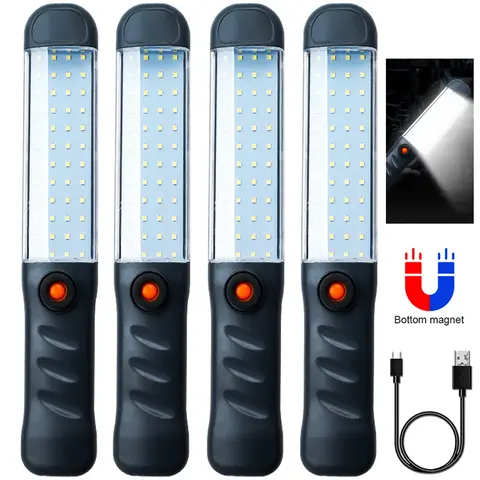 LED 손전등 자석 베이스와 걸이 후크가 있는 충전식 작업 조명 3가지 모드 자동차 수리 그릴 야외용 투광 조명
