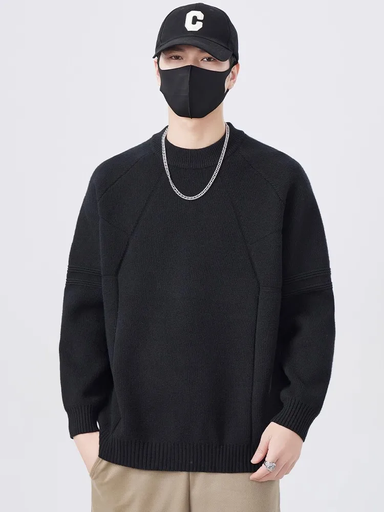 

New Korean Sle Knitted round Ne Sweater Men's Casual Loose Outerwear Autumn Winter Faionable Single Color Versatile