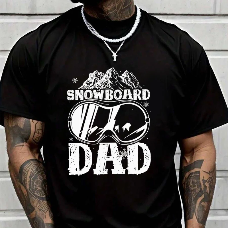 

Snowboard Dad Fathers Creative Print T Shirt Summer Short-sleeved Casual Tee Men Women Streetwear Loose T-shirt