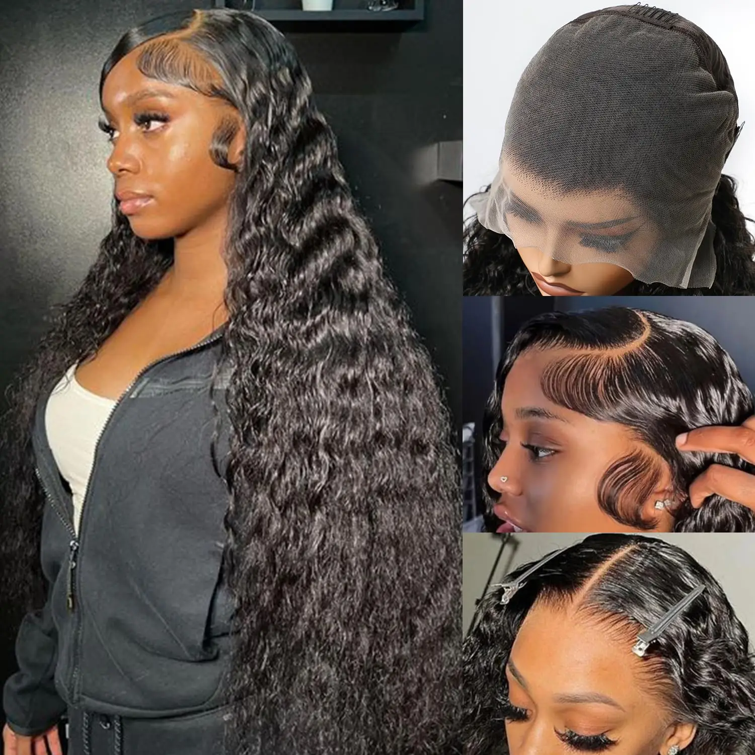 13x4 13x6 Deep Curly Lace Frontal Wig 250% Density Deep Wave Human Hair 5*5 Glueless Pre Plucked Virgin Brazilian Human Hair Lace Wigs For Women