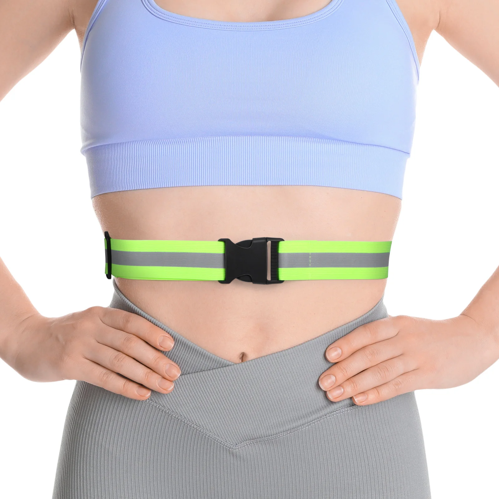 Reflective Safety Gear Fluorescent Green Adjustable Reflective Belt for Night Sports Walking Running Workers 360 Degree