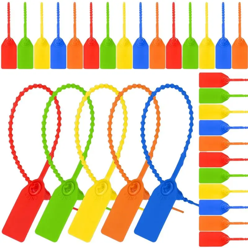 AA94-500Pcs Plastic Tamper Seals Zip Ties For Blank Security Tags Disposable Self-Locking Signage Trailer Truck Seal Tie 25Cm