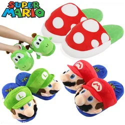 Super Mario Bros Anime Plush Slippers Funny Cute Women Home Warm Shoes Indoor Half Slippers Soft Non-Slip Leisure Shoes Gifts