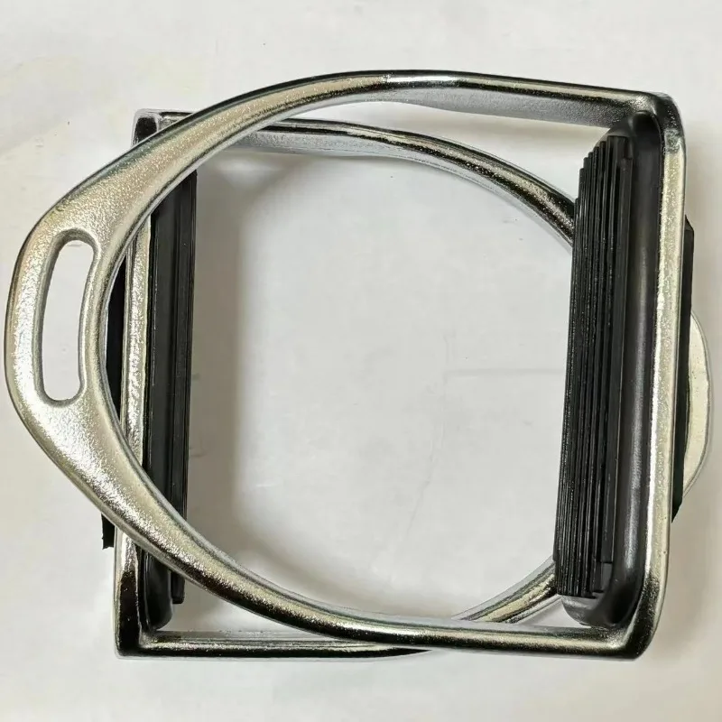 1 زوج الفولاذ المقاوم للصدأ ركاب الحصان معدات ركوب الخيل ركاب الفروسية المضادة للانزلاق وسادة مطاطية الحصان الملحقات