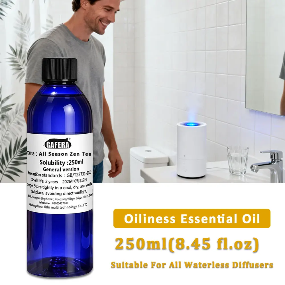 GAFERA 250ml (8.45 fl.oz) All Season Zen Tea Essential Oils - For Waterless Diffuser, Hotel Aroma Machine Replenishes Essence