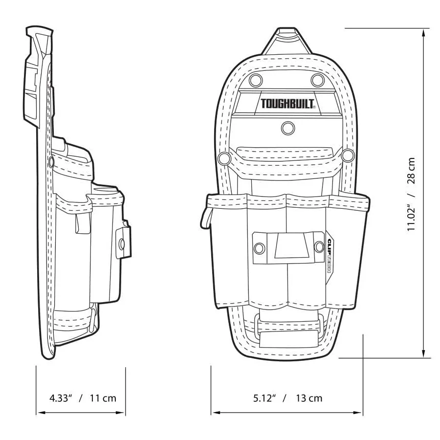 TOUGHBUILT Technician 6-Pocket Pouch Large (ClipTech Pouch Clips & Hub Included) 4 Taylor-Fit Screwdriver Loops TB-CT-36-L6