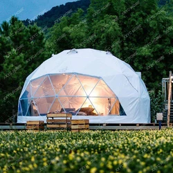 Geodesic 돔 매너 온실 텐트, 레저 휴양지 휴가 야외 글램핑 라운드 텐트, 투명한 별이 빛나는 하늘, 럭셔리 호텔 돔