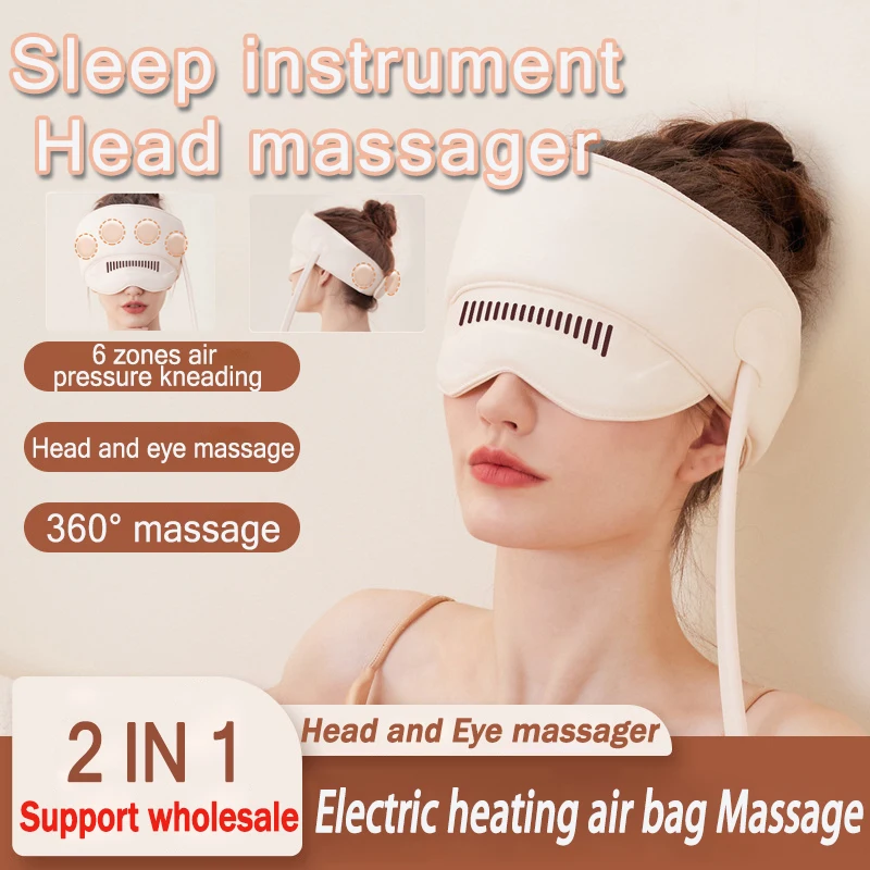 

2In1 Electric Air Pressure Head Massager Warm Compress Heated Eye Mask Head Scalp Massage Kneading Headach Relief Sleep Aid