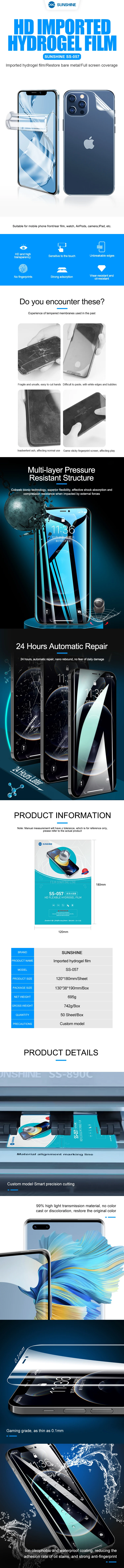 Sunshine Flexible Hydrogelfolie SS-057 057H 057A 057R 075S SS-890C Schneidemaschine SS-075S TPU Sichtschutzfolie – Detail 1