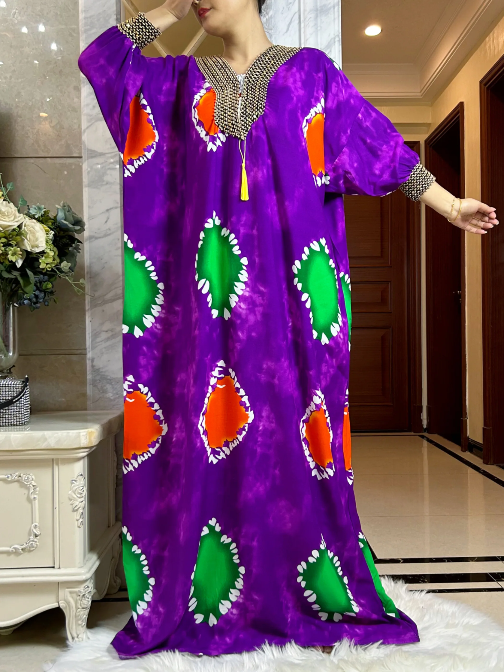 2025 Muslim Abayas For Women ramadan Fashion Sets Cotton Floral Printed Boubou Loose Femme Robe With 210x150cm Oversize Scarf