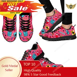 Dark Pink First Aid Medical Printing Lightweight Outdoor Sneakers Nurse Medical Shoes Casaul Sneakers Zapatos Mujer