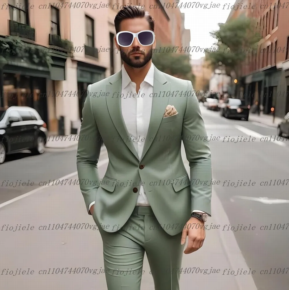 

Mint Green Men Suit Customized Formal Occasion Wedding Party Groom Groomsman Business Prom Male Tuxedos 2 Piece Set Jacket Pants
