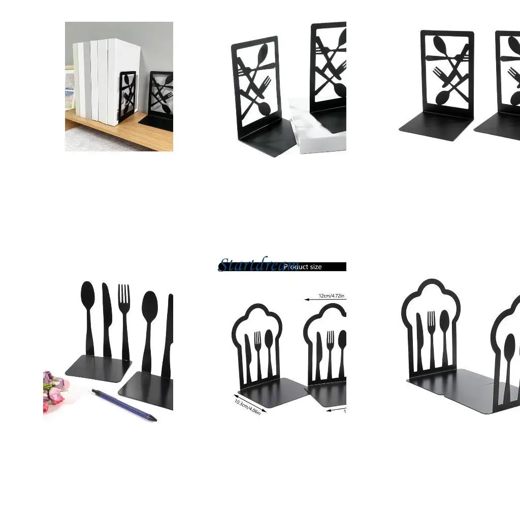 

Hollow Out Books Stand Metal Books Display Stand Bookends for Displaying Books K92C