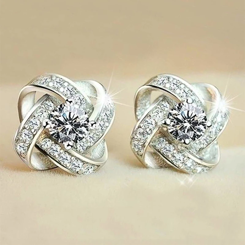 Huitan Elegant Lady Aesthetic Stud Earrings with Brilliant Zirconia Graceful Jewelry for Engagement Ceremony Chic Accessories image 6