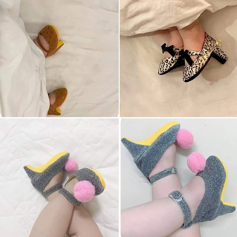 New Infant Newborn Soft Soles Bow Dotted High Heels Shoes 1 Pair Photo Props for Little Baby Girls Memorial Photos Dropshipping