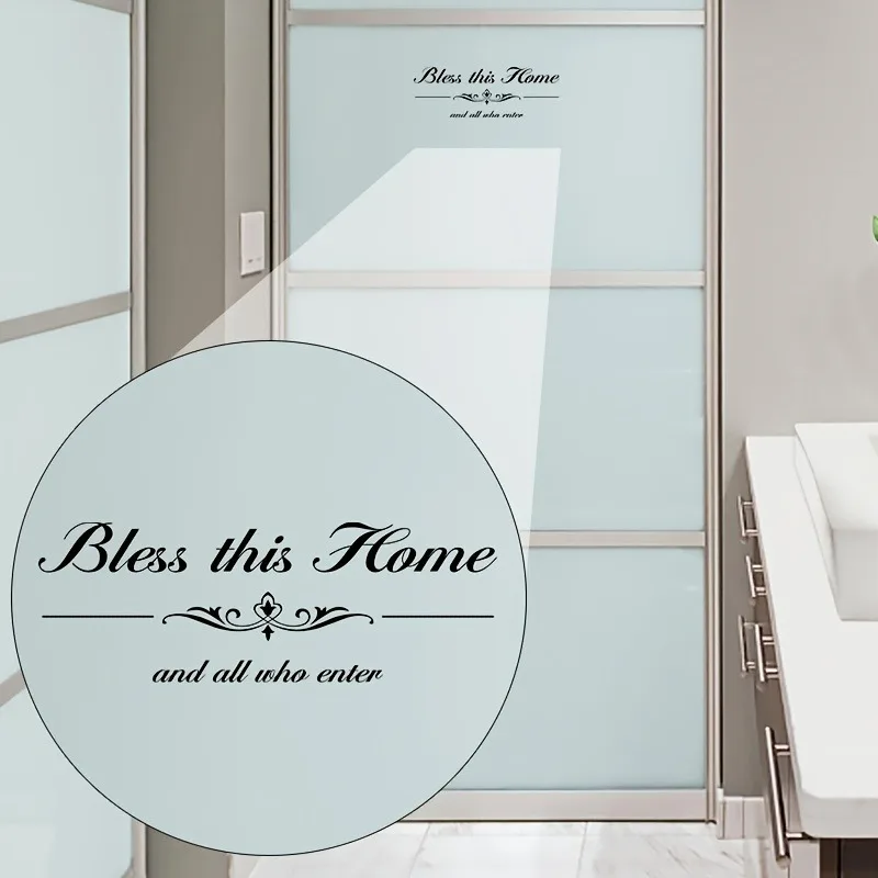 1PC Fashion bless this home and all who enter wallpaper Home Decorations Pvc Decal Living Room Decor Decoration Accessories