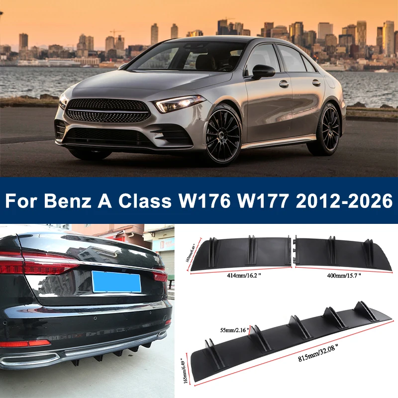 

2-Segment Shark Fin Rear Diffuser For Benz A Class W176 W177 2012-2026 Rear Bumper Lip Splitter Chassis Spoiler Tuning Parts