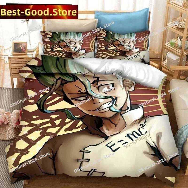 3D New Anime Dr.STONE Bedding Set Printed single Comforter Quilt Bed Cover Duvet Cover Pillow Case 3 Pieces Sets Kids Adult Size