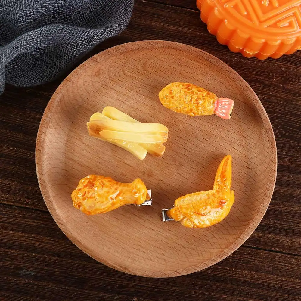 

Funny Fried Chicken Simulated Food Hair Clip Geometry French Fries Fake Food Hairpin Bangs Clip Headwear Girls