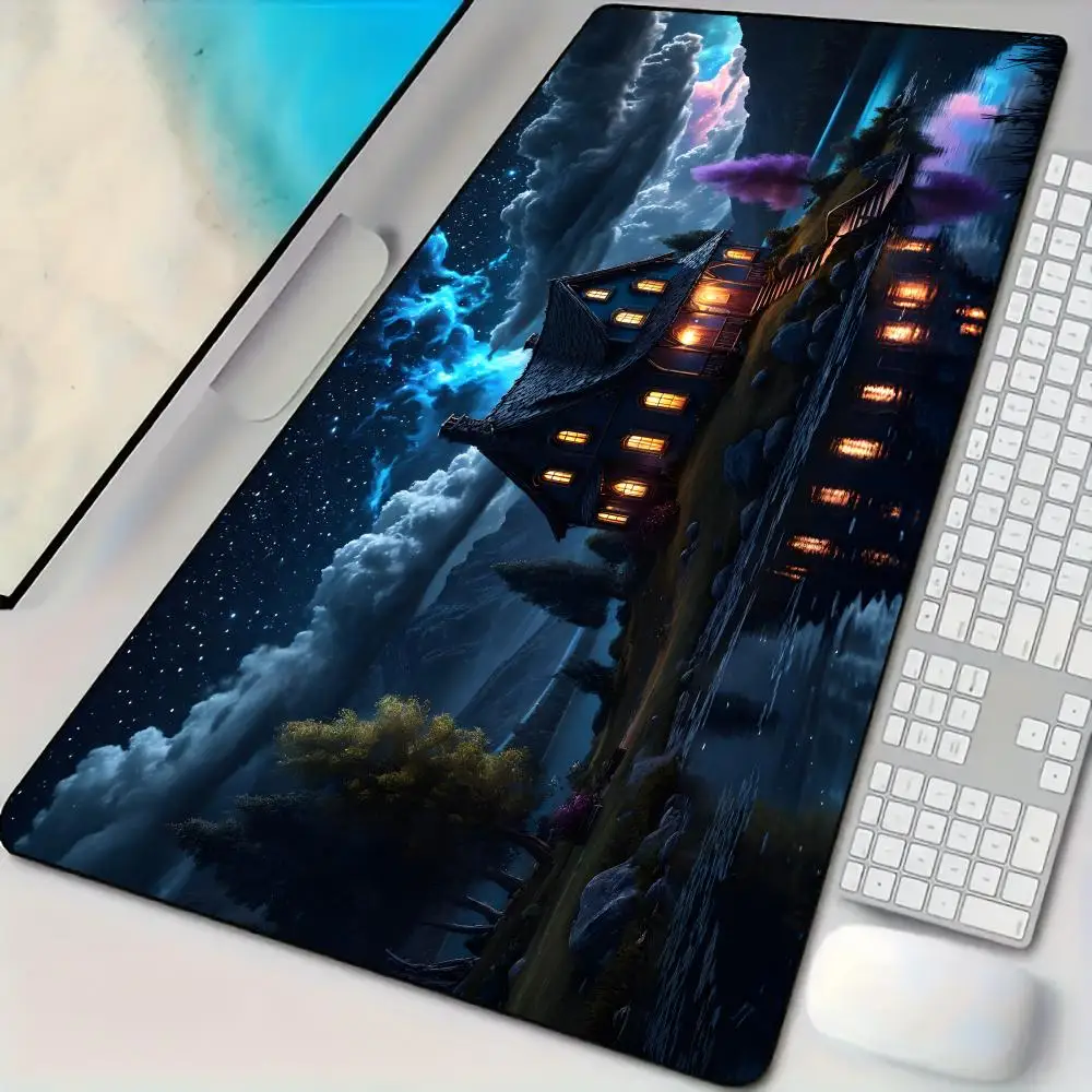 

Strange house design Mouse Pad Desk Mat with Stitched Edges non-Slip rubber base gamer pc accessories Gaming mat Extended pad