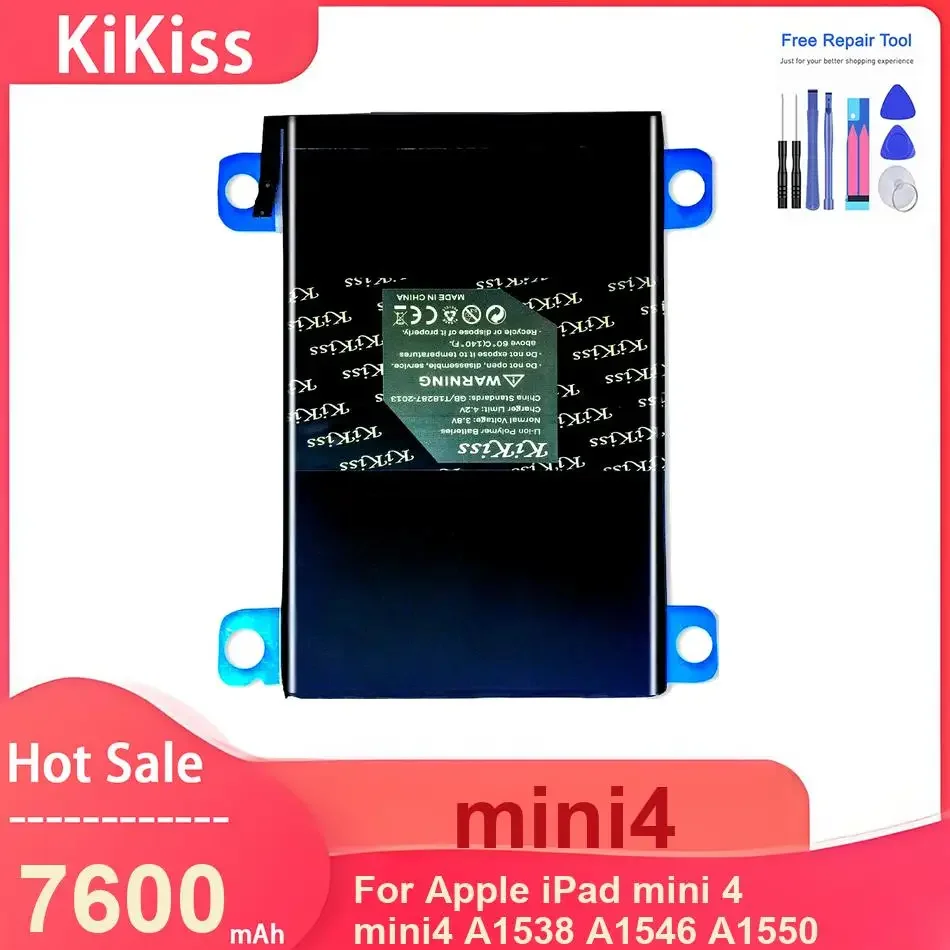 

KiKiss Tablet Battery For Apple iPad mini 4 mini4 A1538 A1546 A1550 ,mini4 7600mAh Batteries ,with Tools