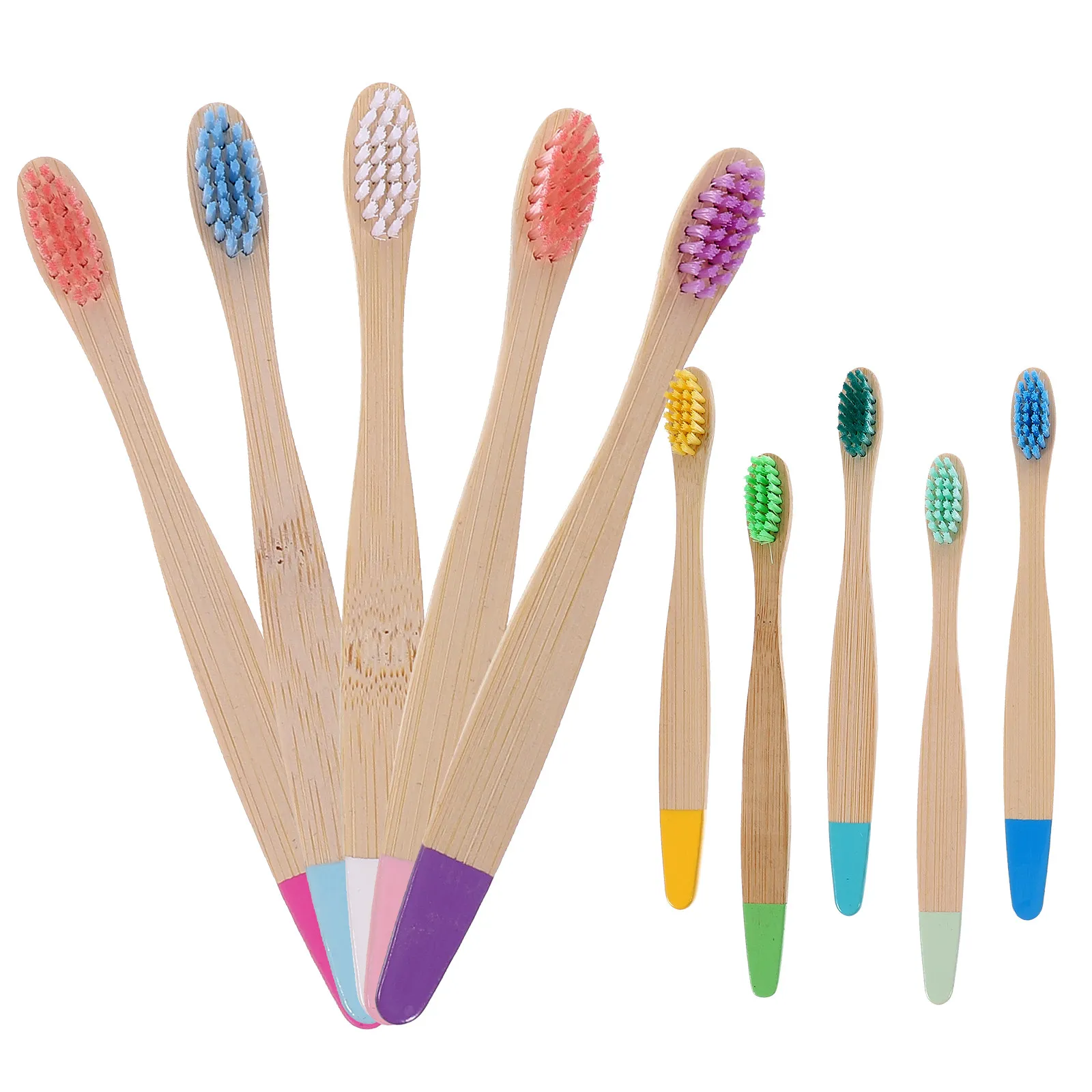 

10Pcs Kids Bamboo Toothbrush Soft Bristles Wear-Resistant Portable Toothbrushes for Home Travel Hotel Oral Care