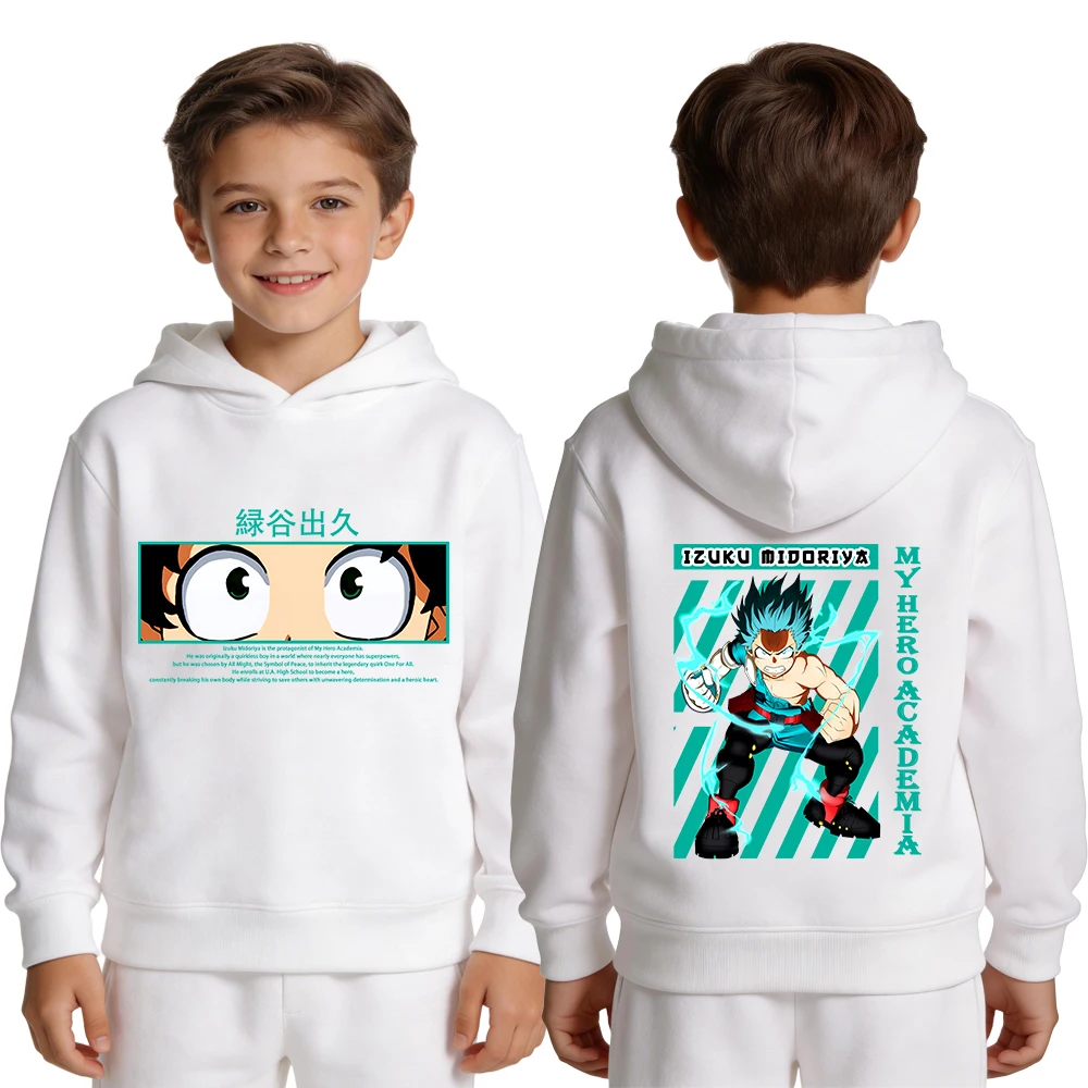 My Hero Academia Deku Anime Hoodie, Kinder Jungen Mädchen Unisex Kinder Kapuzenpullover, Doppelseitig Bedruckter Langarm-Pullover – Detail 4