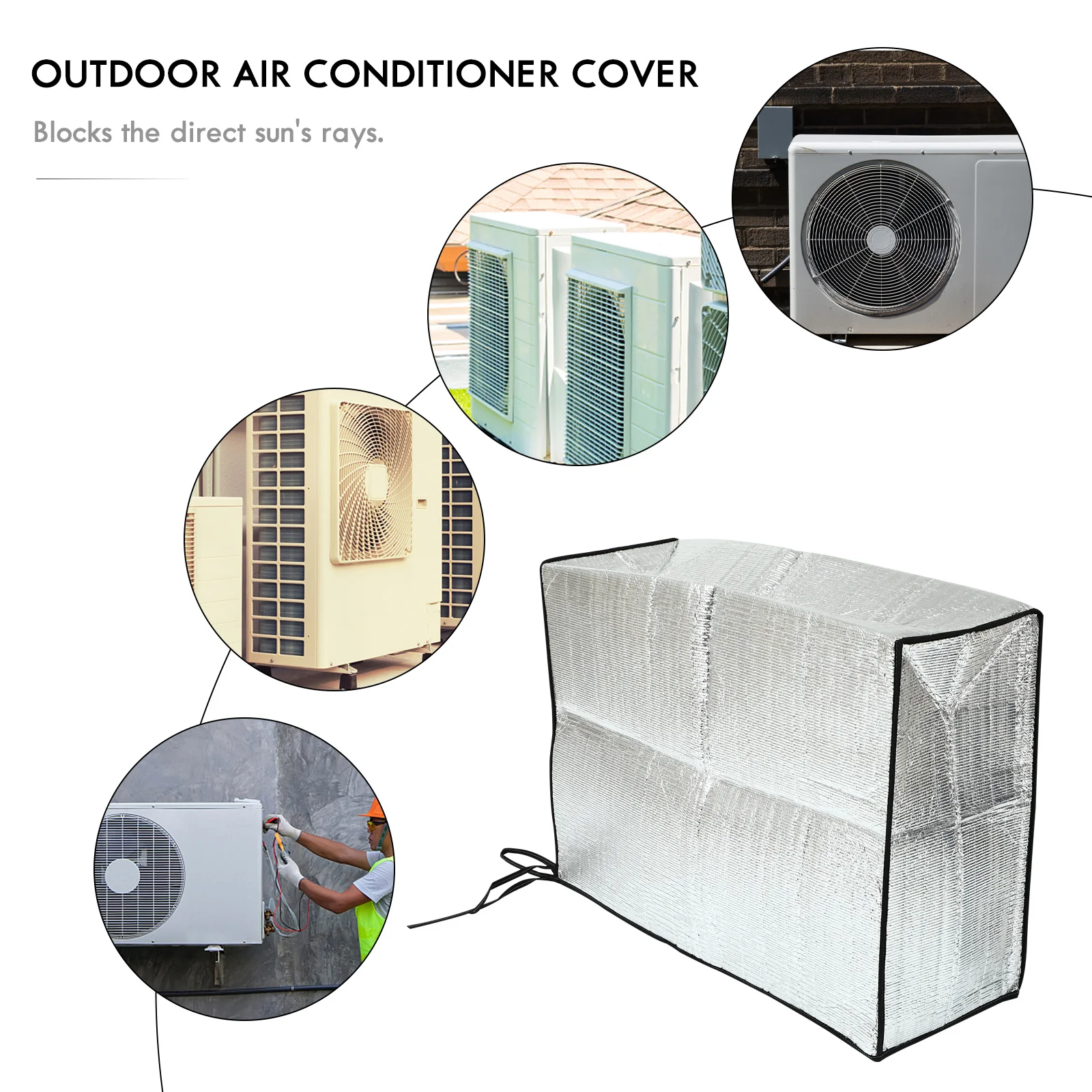 

Cover for Air Conditioner 78x55x28cm Silver Metal Film Outdoor Ac Sun Protection Cover Uv Resistant High Durability Adjustable
