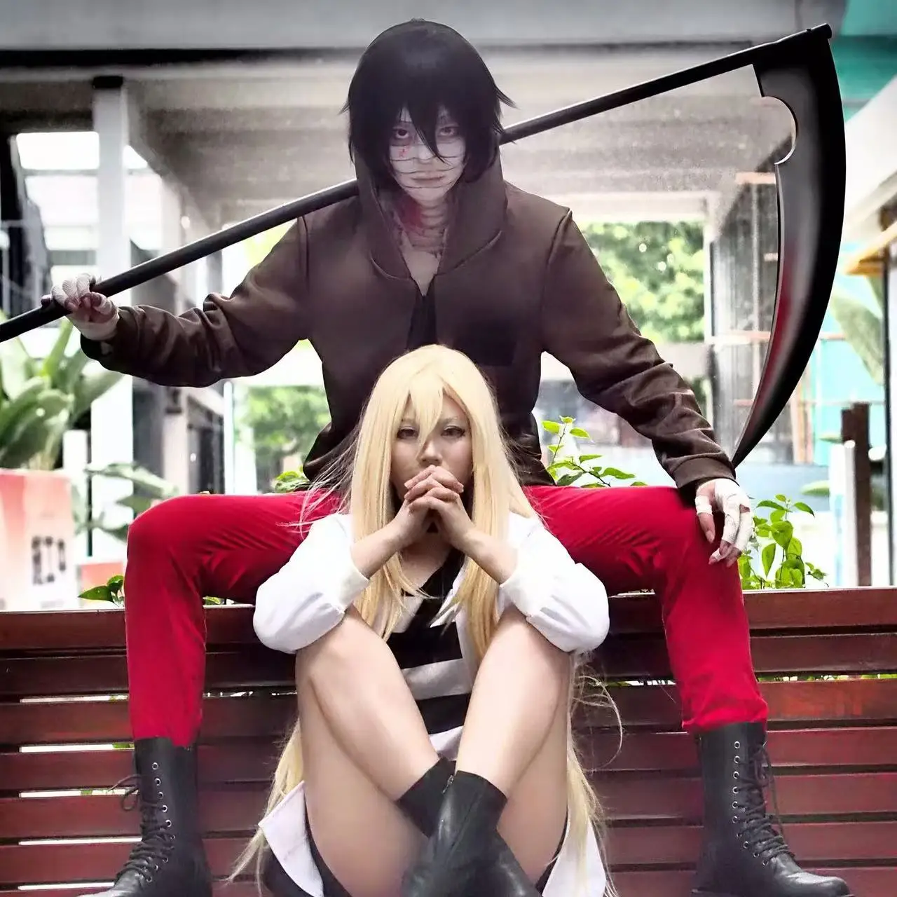 Anime anges de la mort Zack Cosplay faucille accessoires pvc faucille décoration Figure Halloween noël fantaisie fête accessoires de déguisement