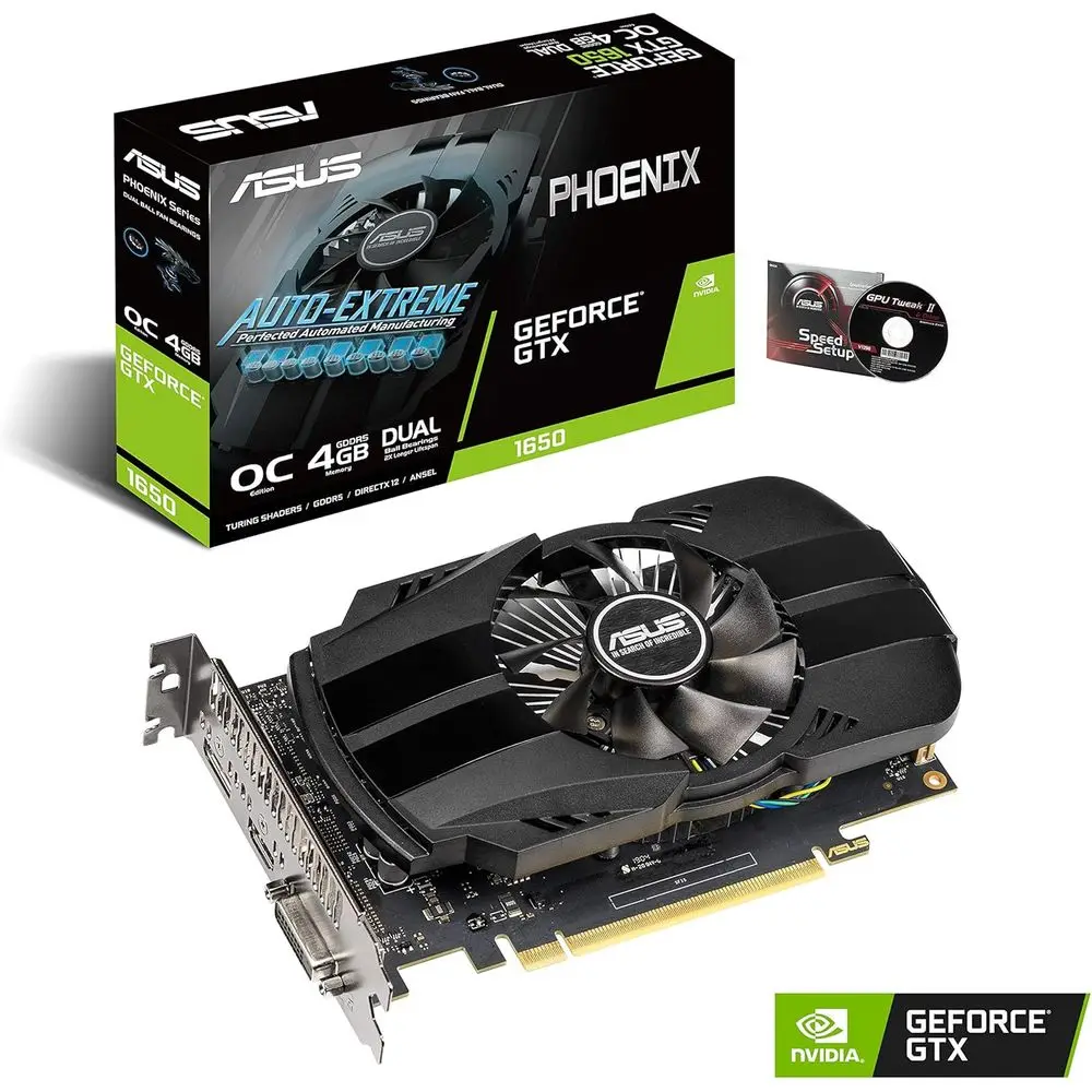 

GTX 1650 4GB Phoenix Overclocked Edition HDMI DP DVI Graphics Card (PH-GTX1650-O4G)