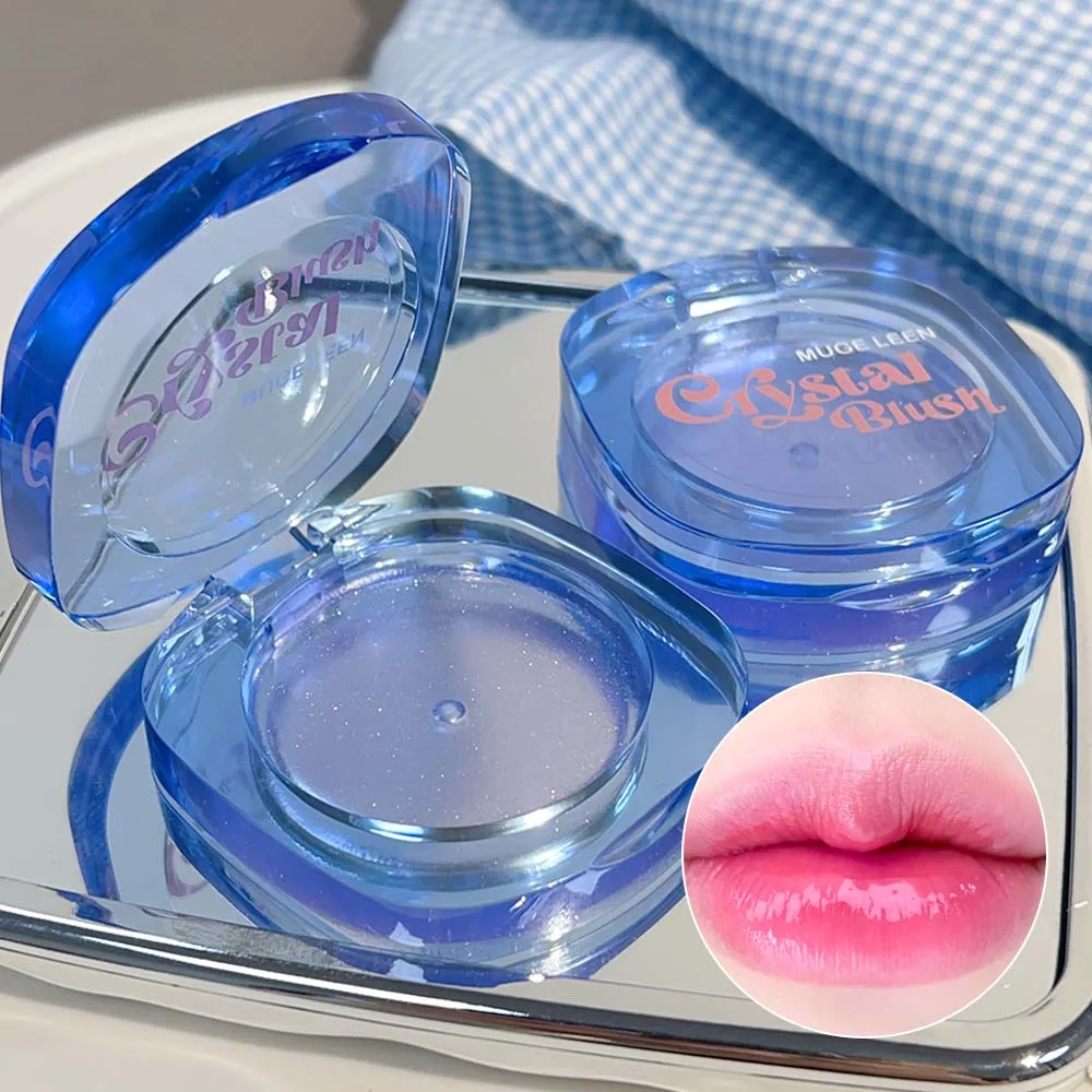 Fard opaco luccicante che cambia colore, crema trasparente, cristallo, rosa pesca, rossetto, guancia, contorno illuminante naturale, fard