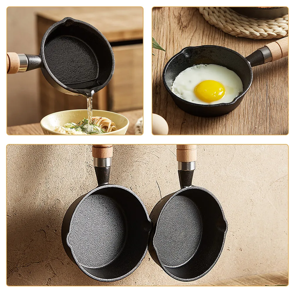

Cast Iron Small Oil Pot Thick Handle Hanging Hole Multifunctional Melting Butter Pot Egg Frying Pan Milk Warmer Saucepan Kitchen
