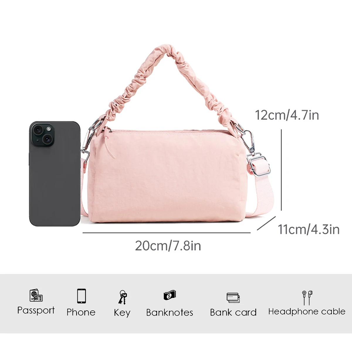 Custom Logo Small Travel Bag, Lightweight Women's Short-Distance High-End Handbag, Travel Sports Crossbody Bag, Hiking Small Luggage Bag, Personalized DIY view 6
