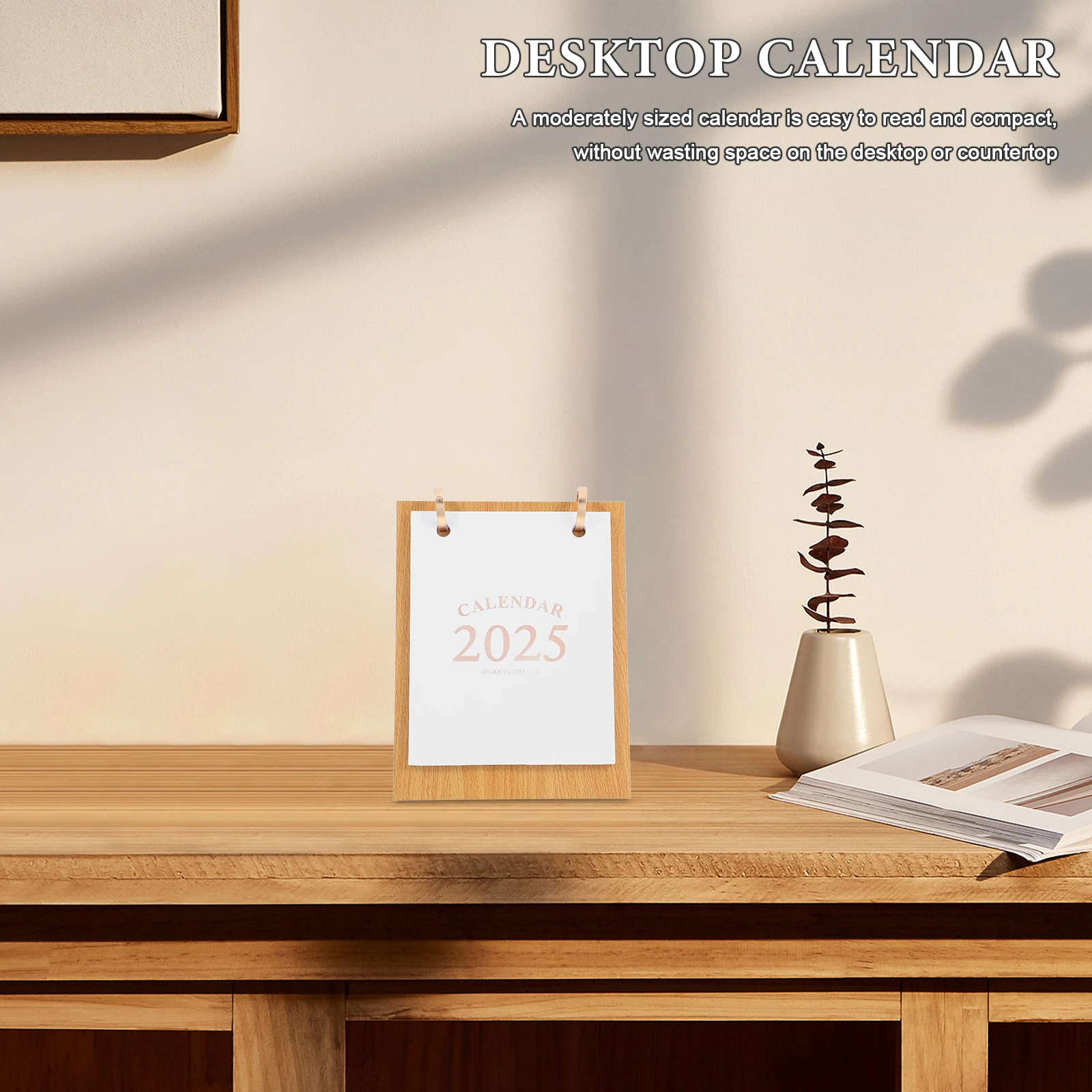

Wooden Desktop Calendar 2024 Monthly Standing Flipped Stable Structure Home Office School Use Iron Base